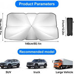 Foldable Car Windshield Sun Shade Umbrella — UV & Heat Reflector | Titanium Silver Coating