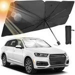 Foldable Car Windshield Sun Shade Umbrella — UV & Heat Reflector | Titanium Silver Coating