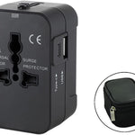 Travel Adapter, International Universal All-in-One Wall AC Adapter for UK, US, Australia, EU(with black zipper bag)(Black)