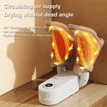 Portable Folding Shoe Dryer — 360° Hot Air | 4 Timer Settings | Travel Ready | White