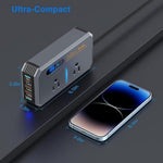 Car Power Inverter 200W — DC 12V to 220V AC | Dual AC + USB & Type‑C | LED Display