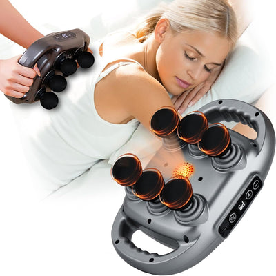 6 Head Massage Gun Deep Tissue with 9 Levels & 9 Modes, Electric Massager Tool for Legs, Arms, Waist, Back, Buttocks - Full Body Muscle Pain