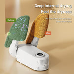 Portable Folding Shoe Dryer — 360° Hot Air | 4 Timer Settings | Travel Ready | White