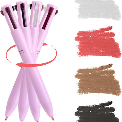 4-in-1 Makeup Pen — Eyeliner, Brow, Lip Liner & Highlighter | Waterproof | Long Lasting | Pink