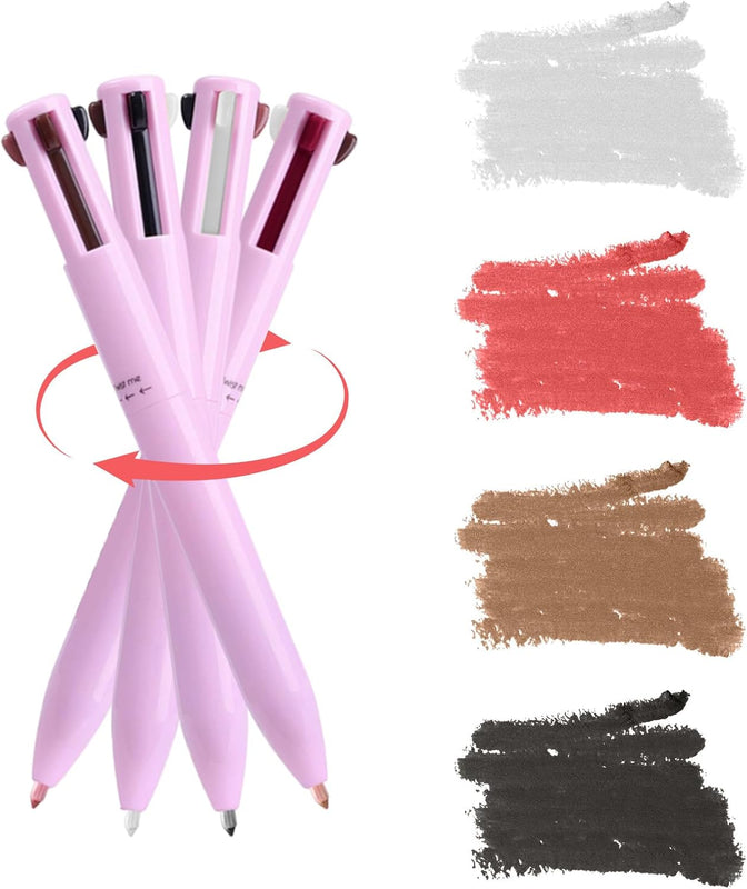 4-in-1 Makeup Pen — Eyeliner, Brow, Lip Liner & Highlighter | Waterproof | Long Lasting | Pink
