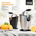 Electric Citrus Juicer 350W – Stainless Steel Orange & Lemon Juice Extractor