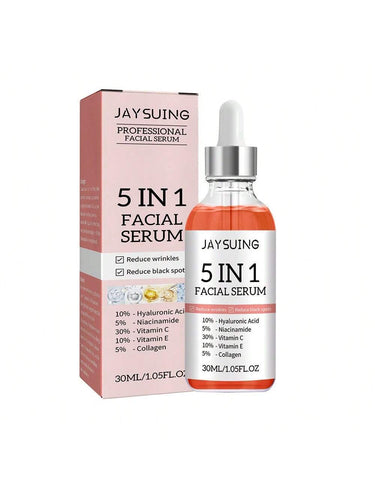 5-in-1 Anti Aging Facial Serum 3pcs — Vitamin C, Collagen, Hyaluronic Acid & Niacinamide | 30ml